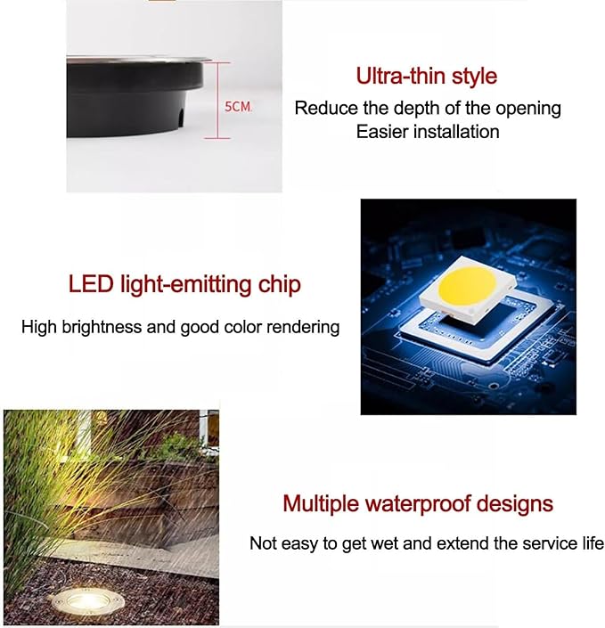 LED Outdoor Recessed Landscape Lights IP67 Waterproof Spotlights DC 24V Ultra-Thin Ground Washers