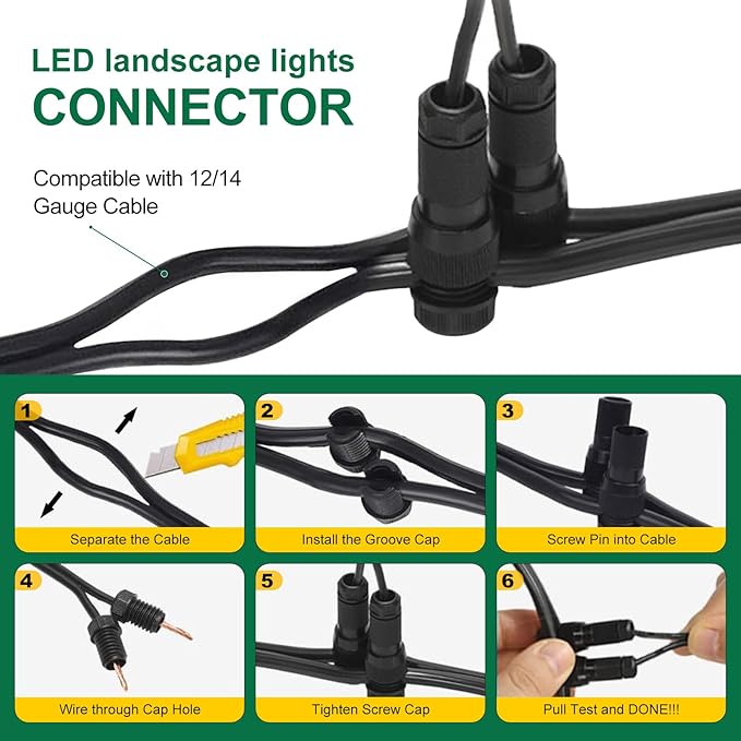 20W Low Voltage Landscape Lights LED Landscape Lighting with Connectors and Spike Stand 12V 24V Outdoor Spotlights Yard Garden Pathway Lights 2000LM Waterproof Warm White Light (9Pack)