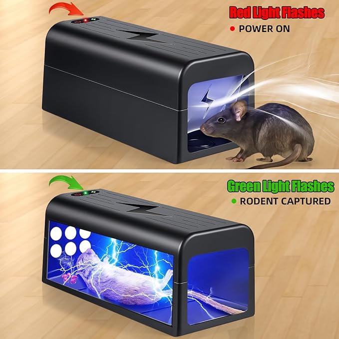 Rat Trap Zapper Electric Mouse Zappers2 Packs Electronic Rodent Zapper with Anti-Escape Baffle IndoorPowerful Voltage Rats and Mice Traps Reusable&ampNo Touch Rodent Control for Home Use