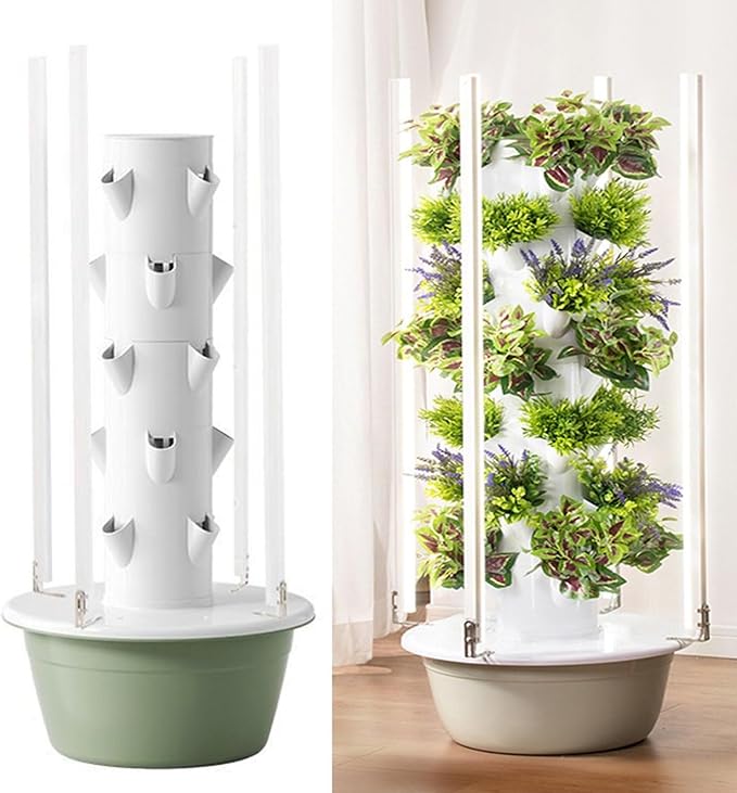 Hydroponics Growing System Tower with LED Light Vertical Indoor Garden Planter for Herbs Vegetables &amp Fruits(5Layer)