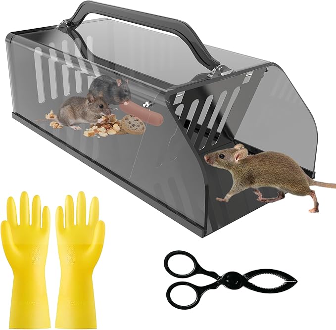 Humane Rat Trap Live Animal Trap Outdoor &amp Indoor Use Reusable Automatic Continuous Visible Mouse Traps Cage Small Rodent Trap for Mice Rats Chipmunks Easy Live Catch &amp Release