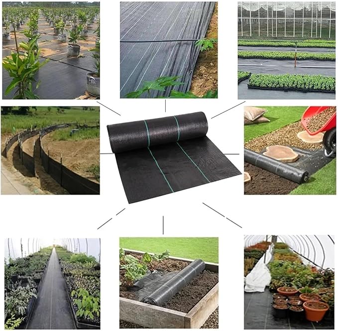 Weed Barrier Fabric PE Woven Weed Control Fabric for Plant Anti Grass Agricultural Mulch Cloth Greenhouse Weeding Mat Water Permeable for Gardening(19.6in x 32.8ft)