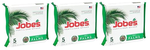 Jobe's Palm Tree Fertilizer Spikes 10-5-10 Time Release Fertilizer for All Outdoor Palm Trees 5 Spikes per Package (3)