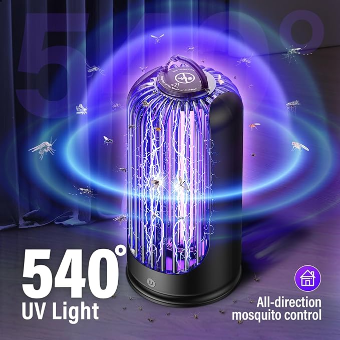 Bug Zapper for Indoor Outdoor Mosquito Trap Cordless Rechargeable Mosquito Trap with 4000mAh Battery Electric Pest Control Insect Fly Zapper Ideal for Home Patio Camping and Backyard