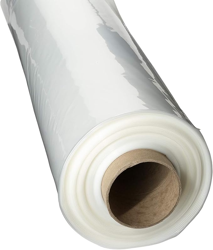 Be Cool Solutions Polyethylene Greenhouse Film 6mil 24'W X 25'L – Clear Plastic Single Layer Greenhouse Cover Roll - UV Treated 4 Years UV Protection IRAD Greenhouse Supplies for Grow Tunnel