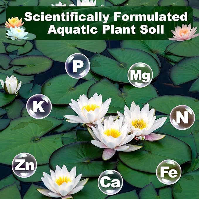 Aquatic Plant Soil for Water Lily &amp Lotus – Clay-Based Nutrient-Rich Pond Plant Growing Medium Ideal for Small Ponds &amp Water Gardens Safe for Fish &amp Aquatic Life 6LB