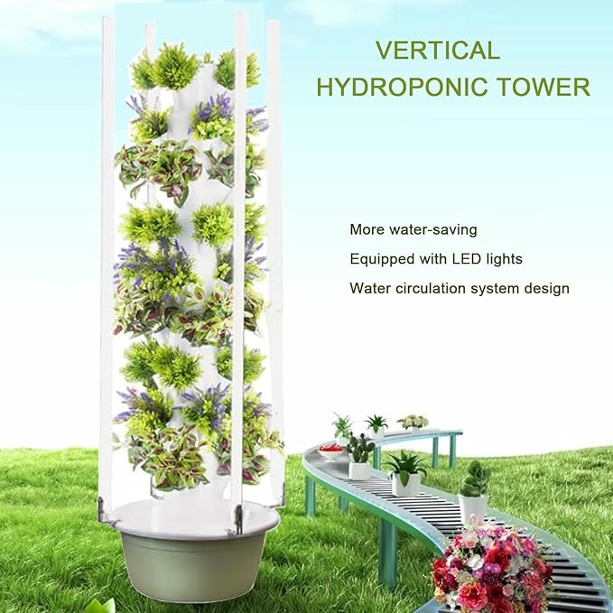 Hydroponics Growing System Tower Hydroponics Tower Garden Growing System for Home Garden Vertical Planter for Herbs and Vegetables-*