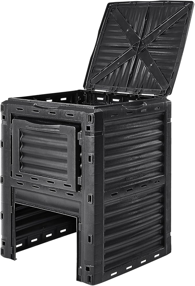 VEVOR Garden Compost Bin 80 Gallon BPA Free Composter Large Capacity Outdoor Composting Bin with Top Lid and Bottom Door Easy Assembling Lightweight Fast Creation of Fertile Soil