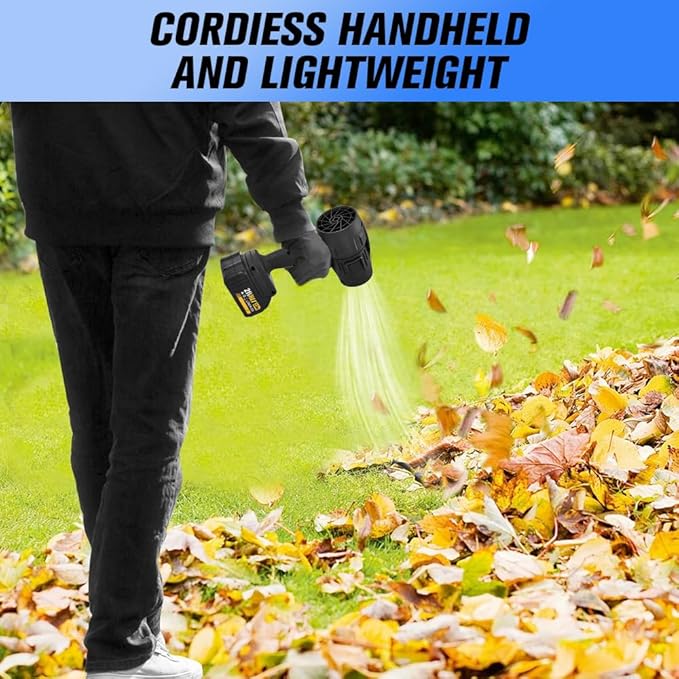 Cordless Leaf Blower Portable Dust CleanerUpgraded Handheld Cordless Leaf Blower Portable Dust CleanerMini Jet Dry Blower Fan for CleaningOutdoorCamping (2 Batteries)