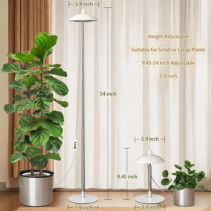 LED Floor Grow Lights for Indoor Plants Corner Stand Full Spectrum Plant Growing Lamp 10 Dimmable Levels Auto 3/6/9/12H Timer Grow Light Height Adjustable for Large Tall Plants