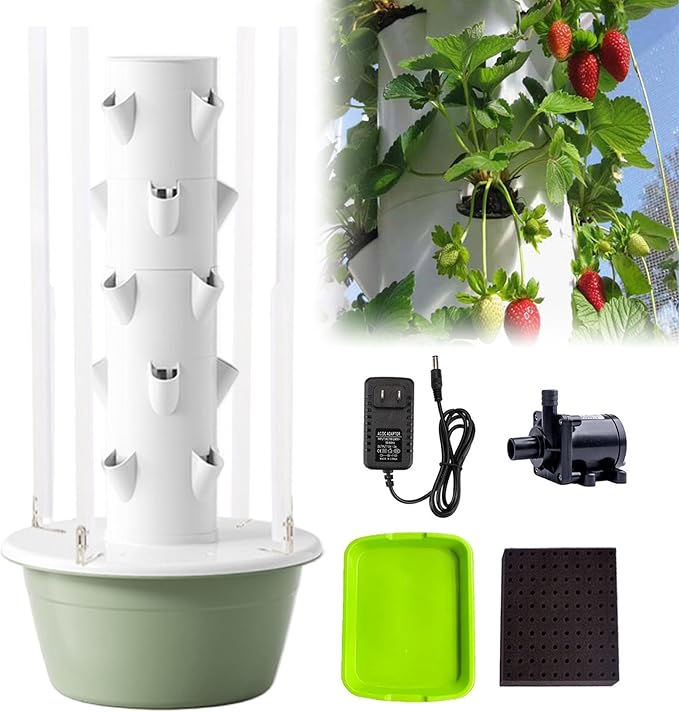 Hydroponic Garden Auto Water Circulation 5Tier 20Cells 30L Tank Space Saving Hydroponic Planter for PepperLettuceLeafy GreensWheatgrass Green-IndoorWithLEDLight
