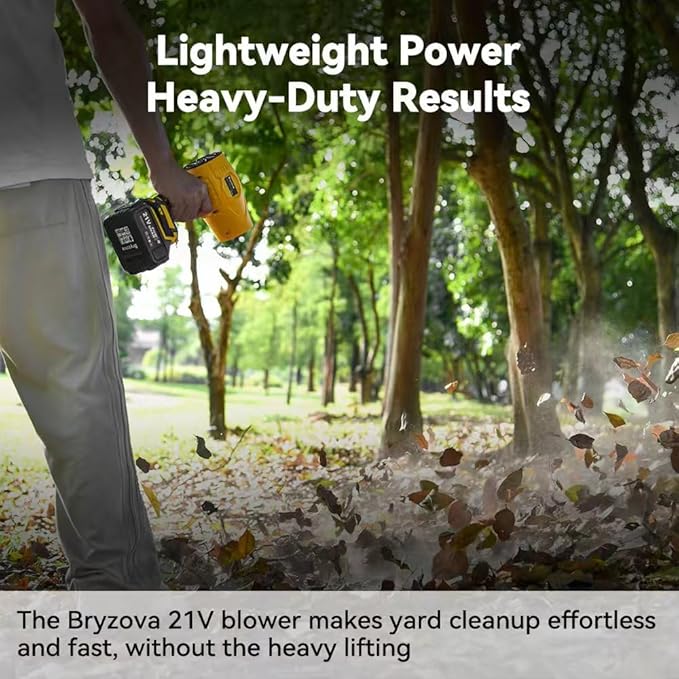 21V Cordless Leaf Blower with 2 Batteries &amp Charger | Powerful Lightweight Handheld for Yard Patio Driveway | Quickly Cleans Leaves Grass Dust &amp Light Snow