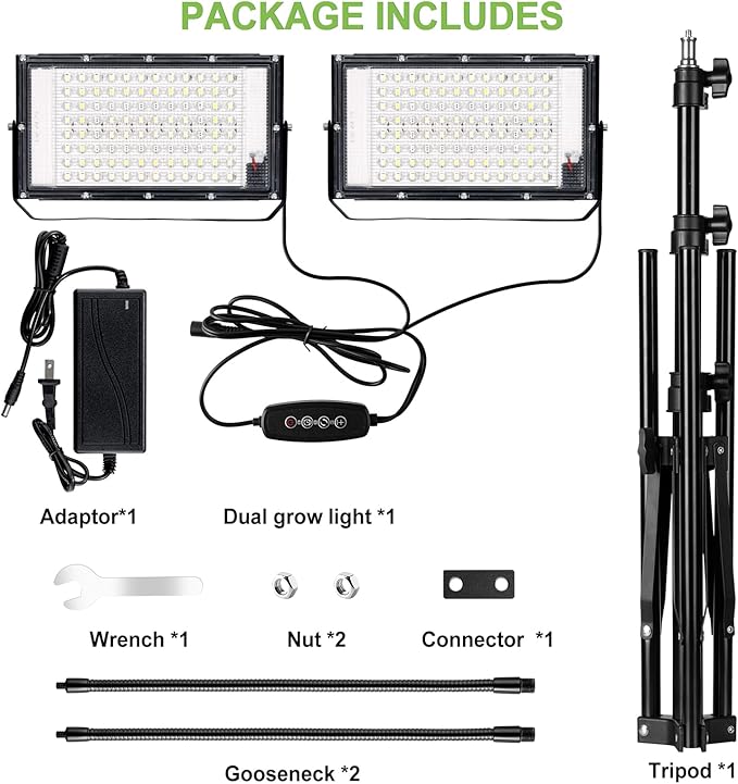 LBW Grow Lights for Indoor PlantsFull Spectrum Standing Plant Grow Light with 4/8/12H Timer 6 Dimmable Levels68 Adjustable Tripod Floor Grow Lamp for Large Indoor Plants Dual Heads Plus