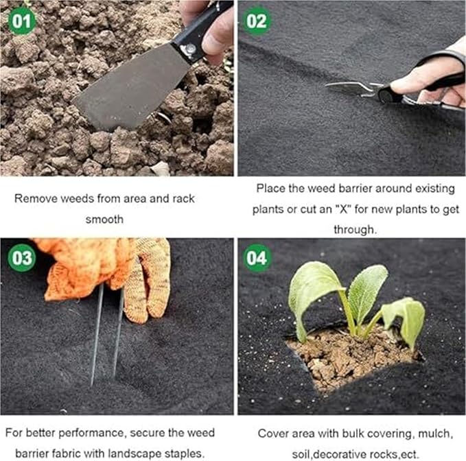 Landscape FabricGeotextile Landscape Outdoor Weed Control Membrane Landscape Ground Cover Membrane(1.2x60m(4x200ft))