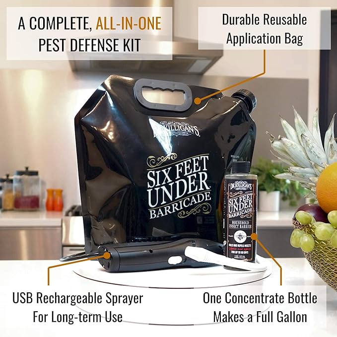 Dr. Killigan's Six Feet Under: Barricade Pest Spray – Bug Barrier for Homes Minimum Risk Formula Kills Insects on Contact Helps Deter New Infestations Creates a Protective Barrier for Your Home