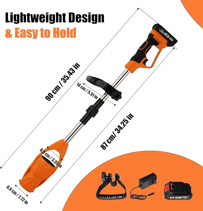 Cordless Leaf Blower 21V Electric - Lightweight Handheld Speed Control via Pressure Switch 2 x 2.0Ah Batteries &amp 1-Hour Fast Charger for Lawn Care Leaf Blowing Small Gravel - Garden Cleaning