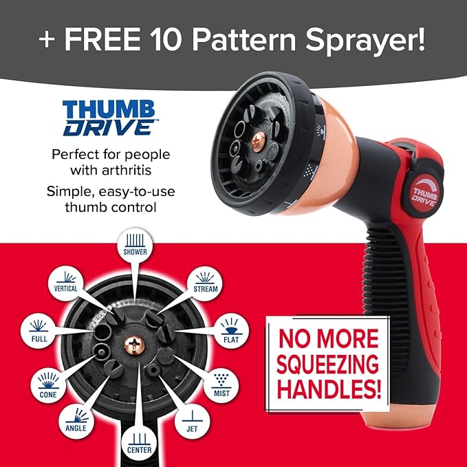 Pocket Hose 100 FT Copper Head Expandable Garden Hose with Pocket Pivot No Tangles AS SEEN ON TV 360° Swivel Tri-Tex Tubing Force Field Jacket Lead-Free No-Kink Anti-Burst w/APT