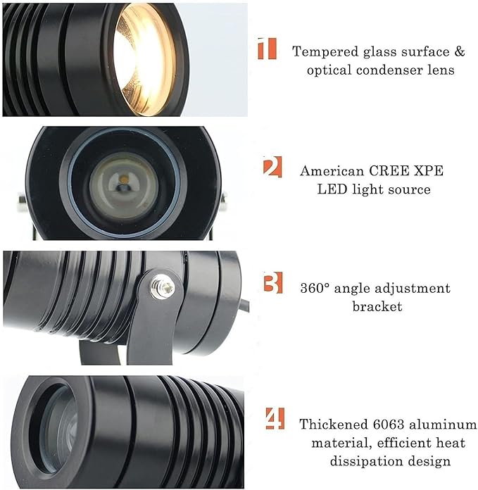 LED Beam Spotlight Rotation Spotlight IP67 Waterproof LED Landscape Lights Remote Illumination Wall Washer Spotlights for Outdoor Building Lighting(Yellow10W(AC85-265V))