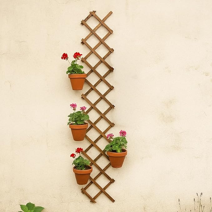 Expandable 78.2 In Wooden Trellis Plant Support Fence For Outdoor Vertical Rack 200 Cm Garden Trellis Climbing Plants Support Brown