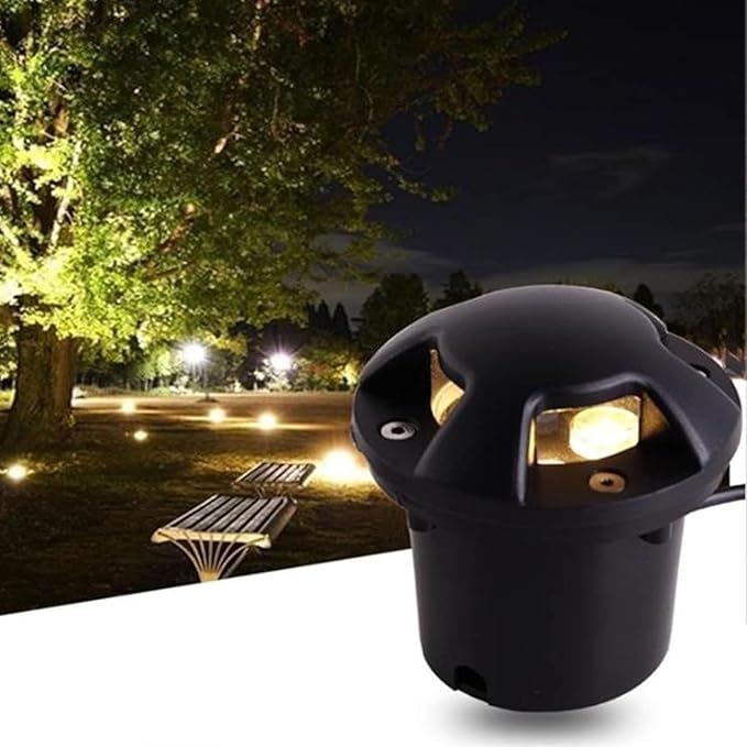 Garden Landscape Lights - AC85-265V Outdoor Underground Lamp IP66 Waterproof 4 Sided Glow Round Decking Lighting Outdoor Recessed Spot Light Ground Landscape Lights(Yellow9W(AC85-265V))
