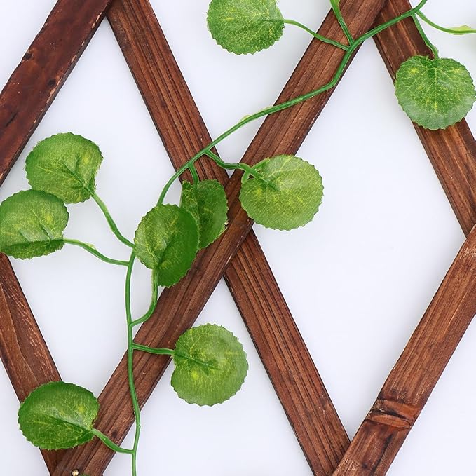 Carbonized Anti-Corrosion Wood Expandable Climbing Plant Bracket Trellis Frame 44cm×28cm 0.7cm Thick for Outdoor Garden Balcony Vine Support