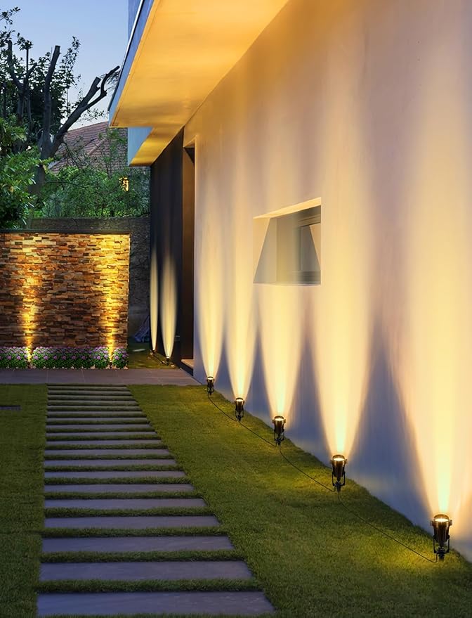 OurLeeme Outdoor LED Landscape Lighting - 4-in-1 LED Waterproof Spotlights for Outside with 36W Transformer Spotlight Landscape Lighting Plug in House Spot Lights Outdoor for Yard Garden (Warm)