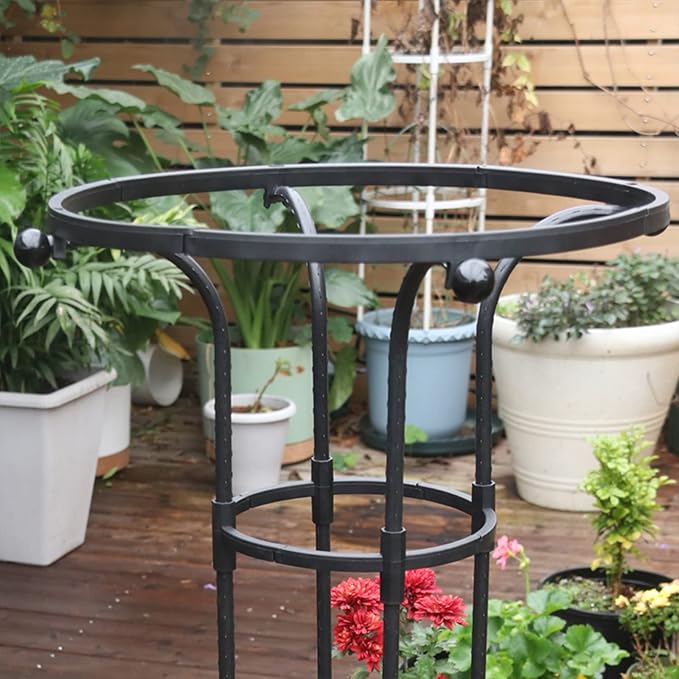 Metal Umbrella Trellis Decorative Vertical Garden Obelisk Trellis with PE Coated Black Lightweight Plant Tower Umbrella Shaped Ventilated Plant Trellis for Climbing Vine(Black 61 x 7.8IN)