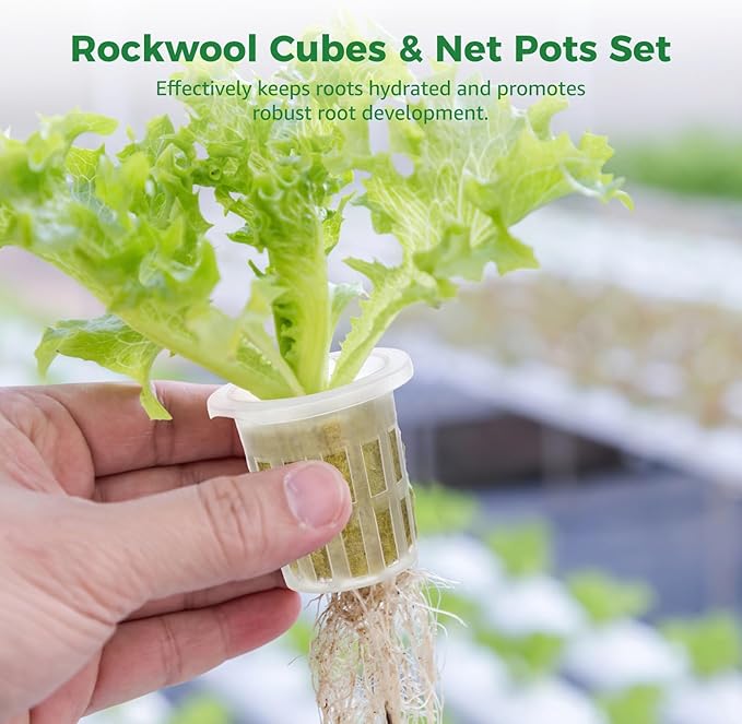 72 Cubes &amp Net Pots Set for Hydroponics Stonewool Starter Kit Quick Seed Germination Water Retention for Seedling Growth