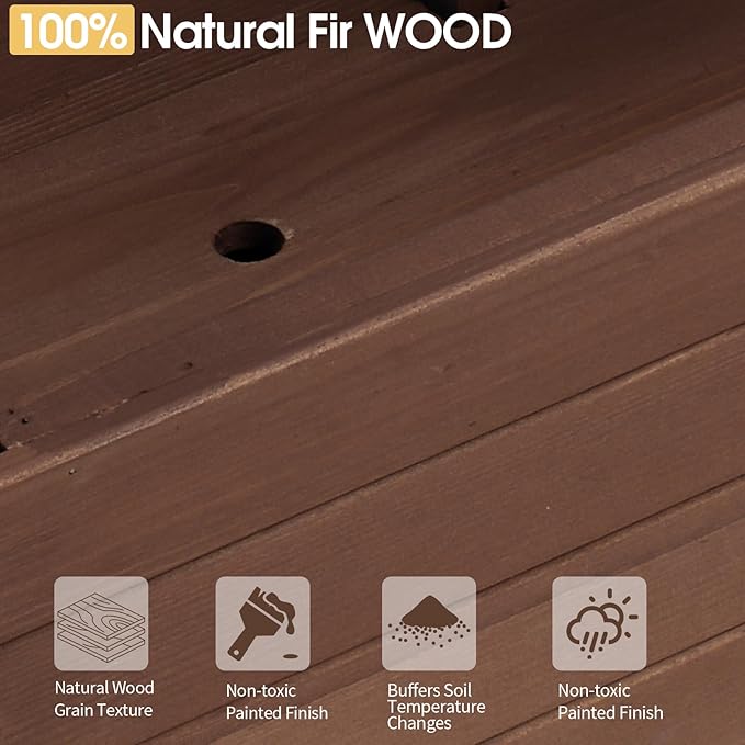 Outvita Raised Garden Bed with Trellis Wood Planter Box with Hanging Roof Side Trellis and Drainage Holes Above Ground Elevated Garden Bed for Outdoor Climbing Plants Vegetables(Carbonized Color)