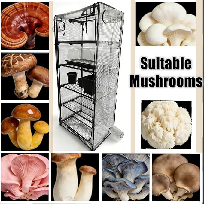 Mushroom Grow Tent Martha Tent for Mushrooms Growing kit Small Greenhouse Indoor Mushrooms Growing Supplies Mini Greenhouse Indoor Grow Cabinet Including Trays (Mushroom Grow Tent)