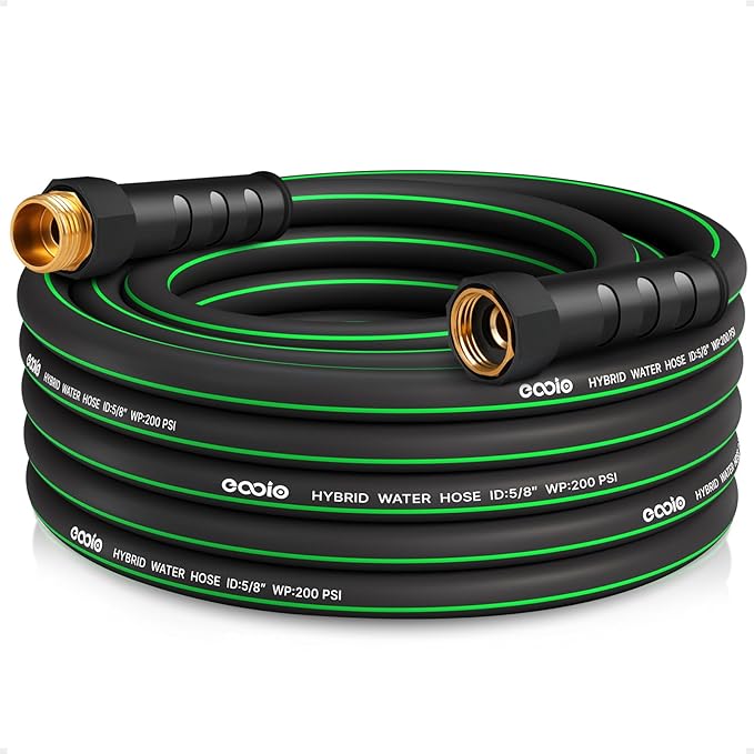 Heavy Duty Garden Hose 25ft NON-EXPANDABLE Flexible Water Hose Kink Resistant Lightweight Hybrid Hose Leakproof Hose Male to Female Fittings