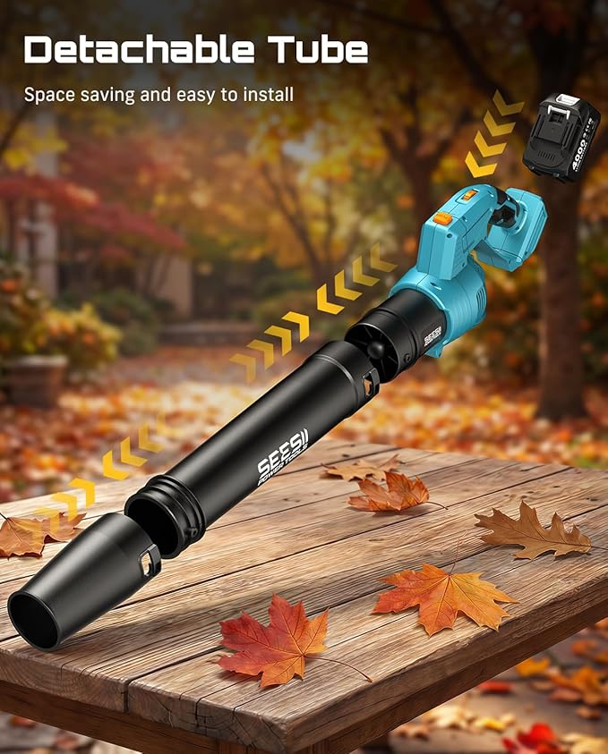 SEESII Leaf Blower Cordless Rotated 180° Electric Leaf Blower with 2 * 4.0Ah Batteries and Charger 550CFM 150MPH Lightweight Blower with 5 Speed Mode for Lawn Care Yard Patio &amp Outdoor Use