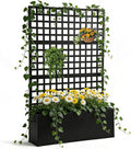 Metal Privacy Planter Box with Trellis Raised Garden Bed Privacy Screen with Drainage Holes Outdoor Metal Planter Box for Climbing Plants Patio &amp Garden 70 x 46 x 12 Black (1)