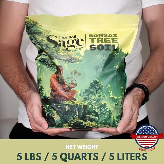 5qts/5l Premium Bonsai Mix - U.S.A. Made Ready to Use - Akadama Pumice Lava Rock Fine Pine Bark - Large Bag for All Bonsai Tree - High Drainage Potting Repotting (Bonsai Soil / 5 QT)