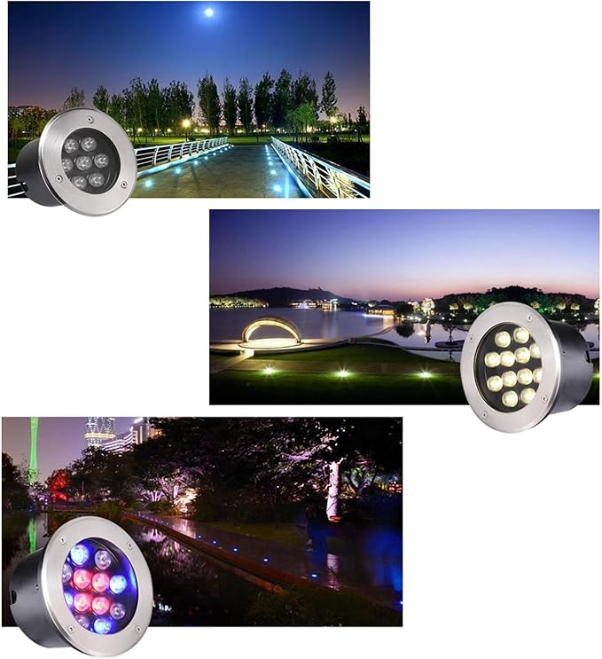 Recessed Ground Spotlight - RGB Ground LED Landscape Lights Outdoor Buried Lights IP67 Waterproof Garden Courtyard Floor Lamp for Driveway Deck Stair Step Yard Fence Garden Pathway36W 18W (Rg