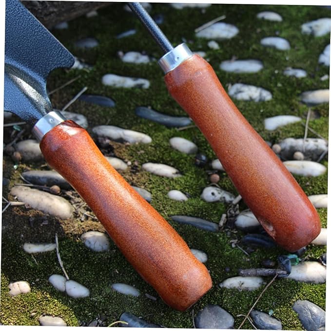 Garden Tools Set Mini Stoving Varnish Shovel with Thickened Iron Spade and Wooden Handle for Planting and Weeding 4pcs Gardening Hand Tool Kit for Patio and Lawn Care