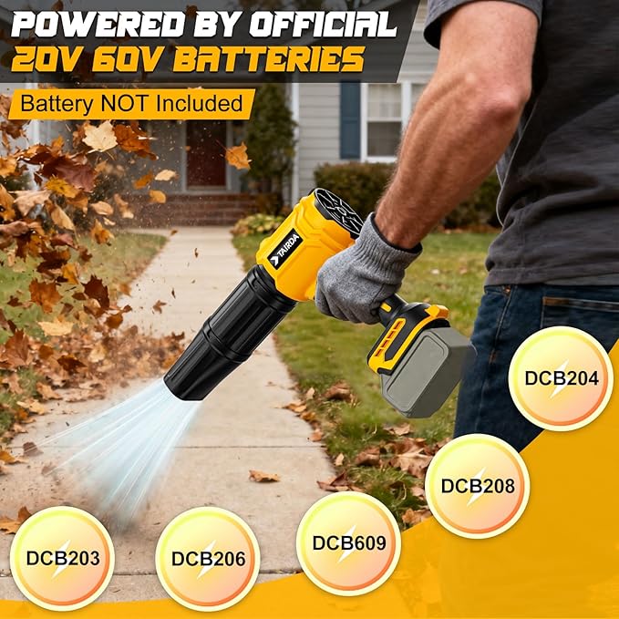 Cordless Leaf Blower Compatible for Dewalt 20V Battery(NO Battery) Mini Turbo Jet Blower with 2 Nozzles Lightweight &amp One-Hand Use for Patio Garage Yard Shop Cleaning Car Dryer(Tool Only)