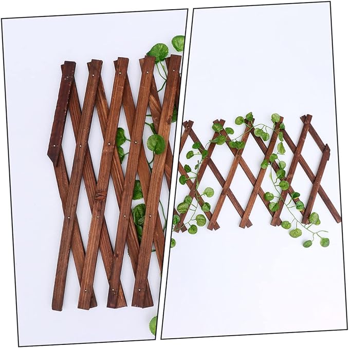 balacoo Expandable Carbonized Wood Vine Support Plant Fence Garden Trellis Outdoor Plant Climb Support Decorative Fence Panel