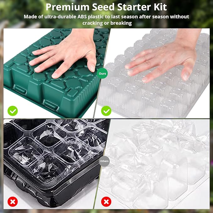 Sondiko Seed Starter Tray with Grow Light 80 Cells Seed Starter Kit with Humidity Dome Adjustable Brightness Plant Starter Trays Indoor Plants Germination Kit(2 Pack)