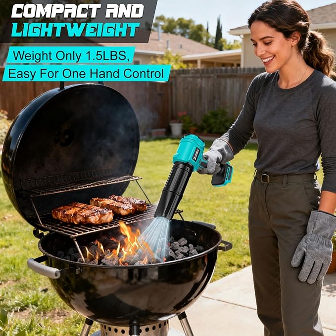 Cordless Leaf Blower Compatible for Makita 18V Battery(NO Battery) Mini Turbo Jet Blower with 2 Nozzles Lightweight &amp One-Hand Use for Patio Garage Yard Cleaning Car Dryer(Tool Only)