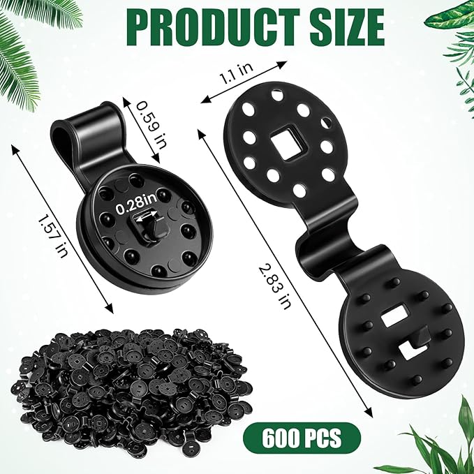 Barydat 600 Pcs Black Shade Cloth Plastic Clips Round Sunshade Net Fixing Clip Fabric Clips for Garden Anti Bird Netting Greenhouse Outdoor Agricultural Netting Fabric Accessories