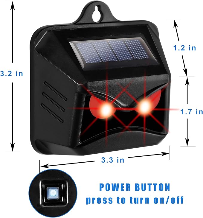 Triumpeek Animal Repeller Solar Powered Predator Eye Nighttime Animal Deterrent Devices with Red LED Lights Night Guard Animal Repellent Scares Coyote Skunk Raccoon Deer Away from Yard Chicken Coop