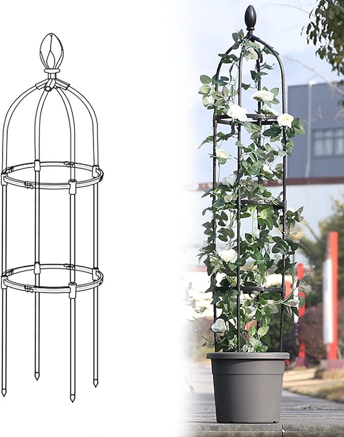 Garden Trellis for Climbing Plants Plant Trellis Tomato Cages and Supports for Vines Crop Garden Outdoor Indoor Potted Plant Support Plant Cage for Flower Vegetable Vines (M:115cm/45.2in)