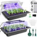 MQUPIN 80-Cell Seed Starter Tray with Grow Light 2-Pack Adjustable Brightness Seed Starter Kit with Humidity DomeSmart TimerWatering SprayerSeederPlant Germination Kit for Seeds Growing