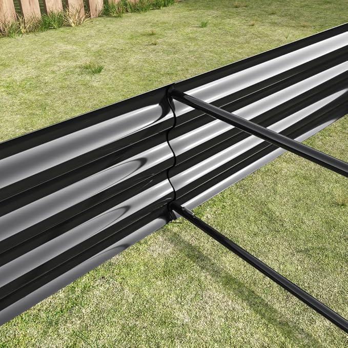 Metal Raised Garden Bed for Outdoor Use 6 ft x 3 ft x 1 ft Rectangle Planter Box for Vegetables Flowers and Herbs - Silver (Black with 8x4x1ft)