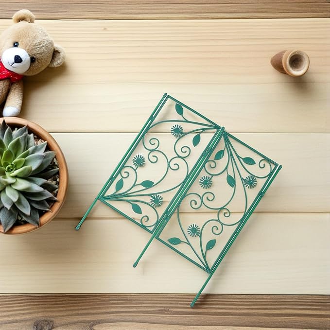 Kisangel Garden Trellis Climbing Plant Support Rack 114x45cm Outdoor Vine Frame with 7 Rods 6 Panels for Patio Garden Green Plant Stand
