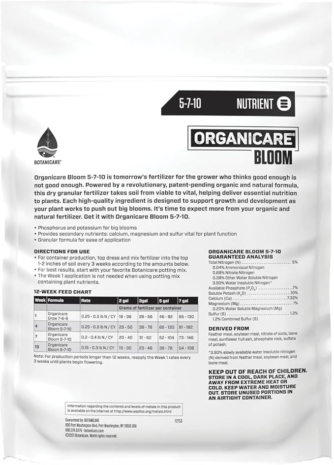 Botanicare Organicare Bloom - Organic and Natural Granular Fertilizer for the Flowering Stage 5 lbs.
