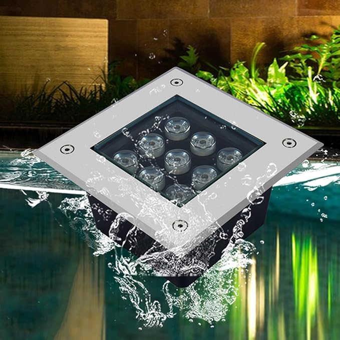 Outdoor LED Landscape Lamp Recessed Buried Lights IP67 Waterproof Square Garden LED Spotlight 12V Low Pressure Stainless Steel LED Well Light For Lawn Deck Driveway Villa Illuminate(Warm white24