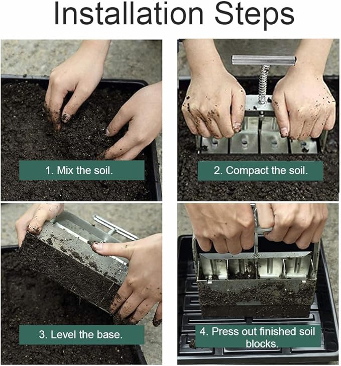 tooloflife Hand-Held Soil Blocker Soil Block Maker Seed Blocker for Seed Starting Garden Plants Block Maker Starting Tool