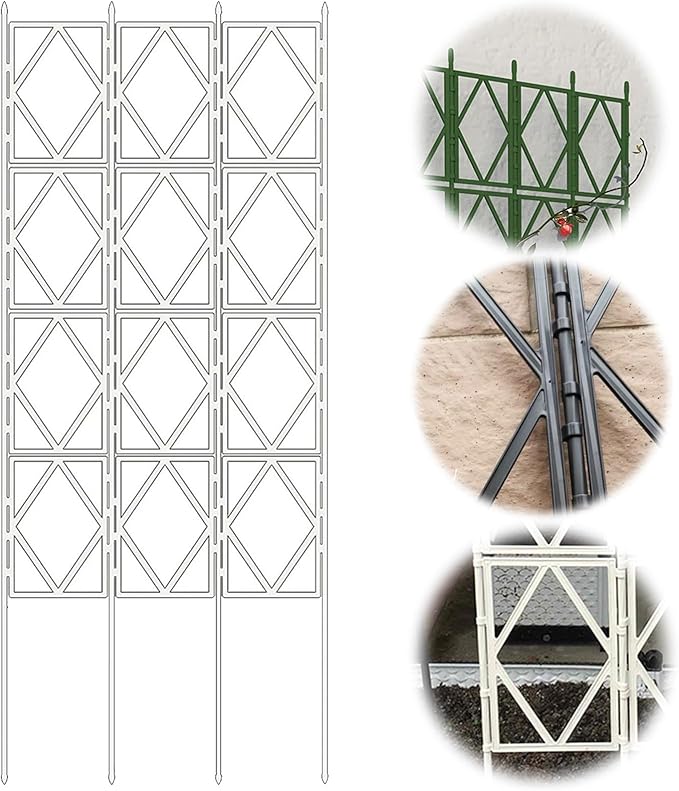 LTSRLL Foldable Garden Trellis Plant Supports - Weatherproof Coated Pot Trellis - Indoor Outdoor Decoration Fence for Climbing Vegetable Flower Fruits Vine Frame(Green60x180cm/23.6x70.8in)